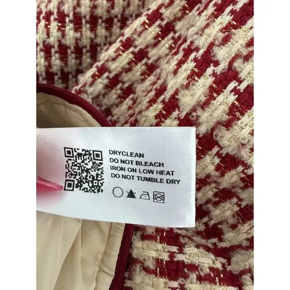 NWT CIDER Red & Cream Tweed Mini Skirt - Picture 7 of 8